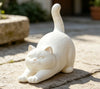 White Cat Statue Animal Figurine for Home Balcony Tabletop Decor Cute Desktop Ornament Living Room Decoration Present for Her