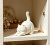 White Cat Statue Animal Figurine for Home Balcony Tabletop Decor Cute Desktop Ornament Living Room Decoration Present for Her