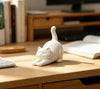 White Cat Statue Animal Figurine for Home Balcony Tabletop Decor Cute Desktop Ornament Living Room Decoration Present for Her